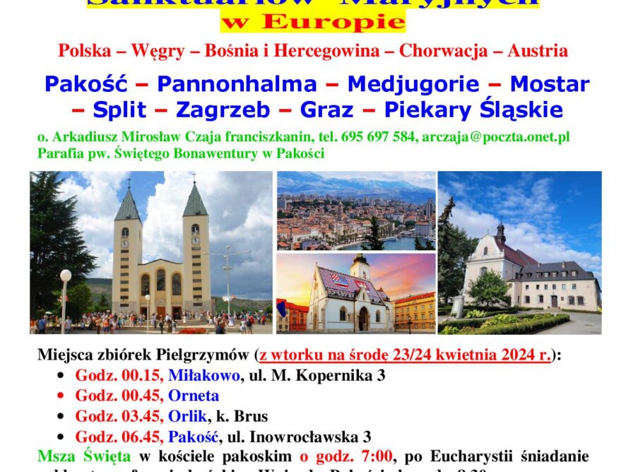 Pielgrzymka po Sanktuariach Maryjnych w Europie