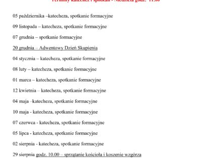 Informacje dla osób przygotowujących się do Bierzmowania