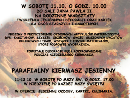 Warsztaty jesienne 11.10. - zaproszenie