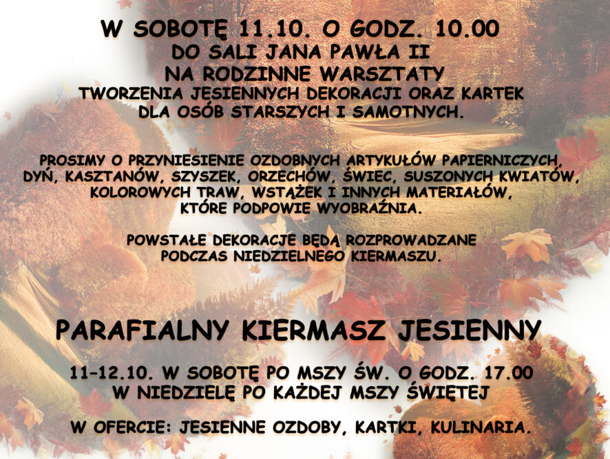 Warsztaty jesienne 11.10. - zaproszenie